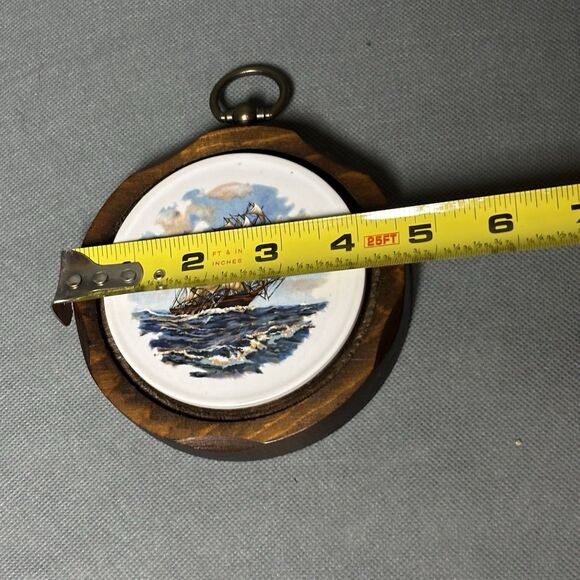 Vintage Jerry Abrams Clipper Ship Wall Plaque Nautical Decor Ceramic Tile & Wood - Picture 6 of 7